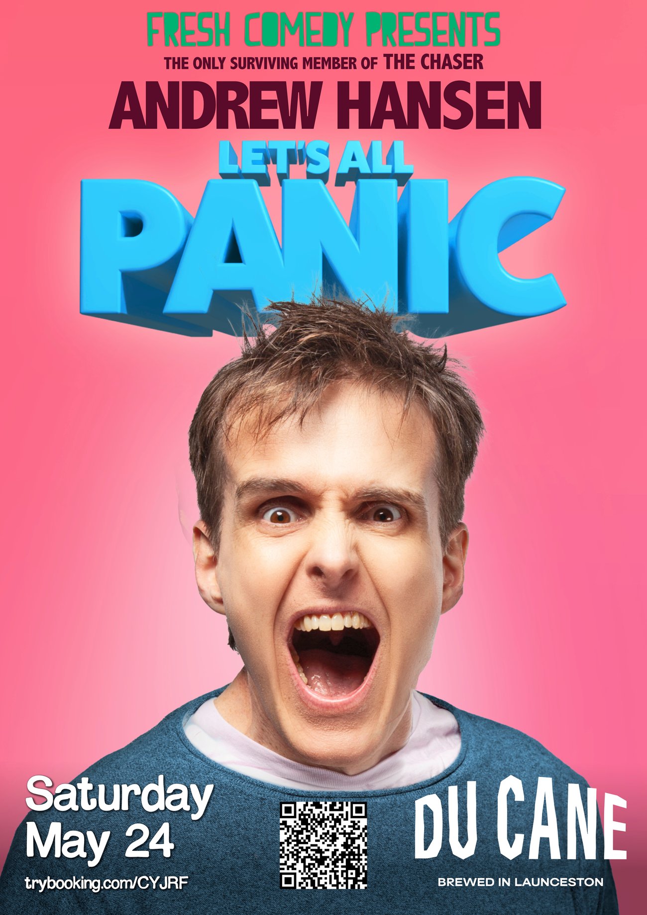 Book for Fresh Comedy Andrew Hansen's Show 'Let's all panic'